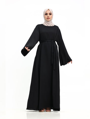 Womens Black Wide Sleeve Plain Abaya for Umrah Hajj Casualwear Womens Black Wide Sleeve Plain Abaya for Umrah Hajj Casualwear