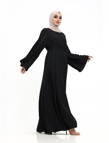 Womens Black Wide Sleeve Plain Abaya for Umrah Hajj Casualwear Womens Black Wide Sleeve Plain Abaya for Umrah Hajj Casualwear