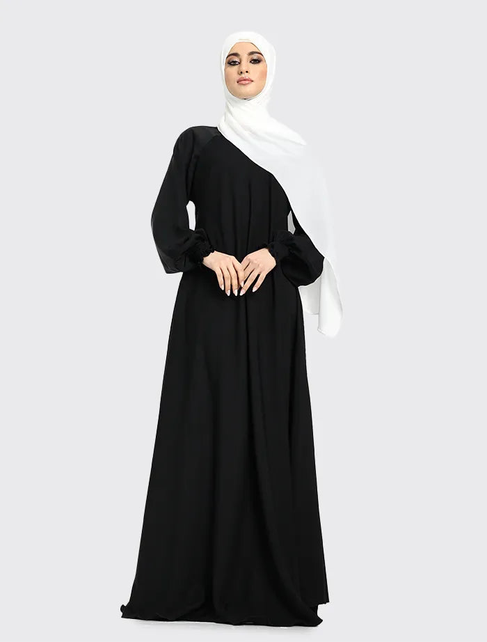 Womens Black Zip Umbrella Abaya for Umrah Hajj Casualwear