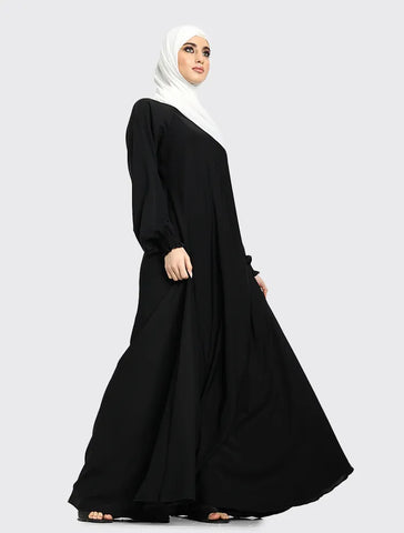 Womens Black Zip Umbrella Abaya for Umrah Hajj Casualwear