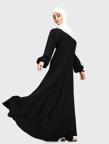 Womens Black Zip Umbrella Abaya for Umrah Hajj Casualwear