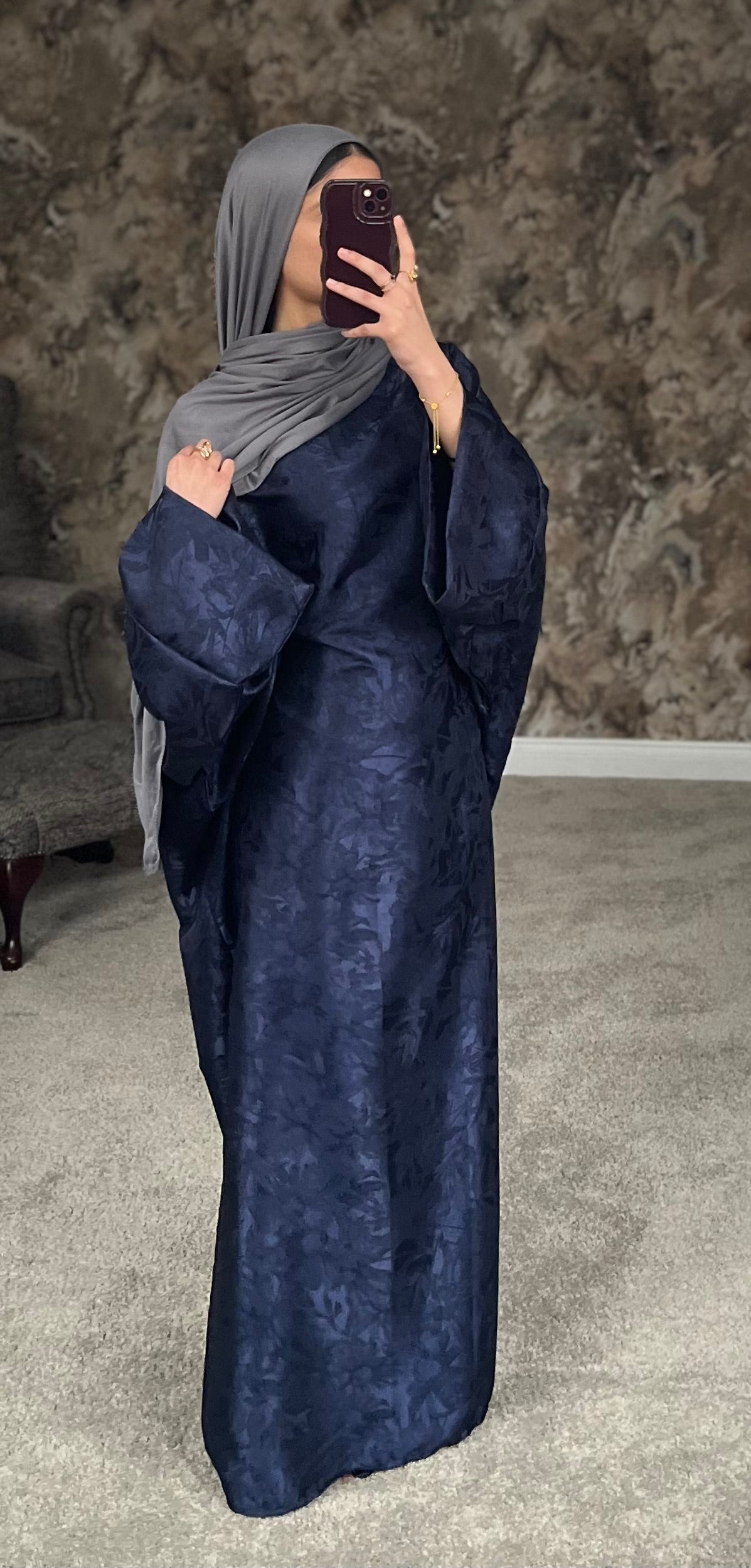 Navy Leaf Kaftan