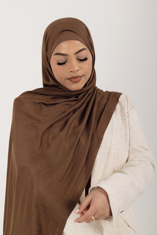 Velano Modal Modest Hijab Scarf for Women Walnut - Brown