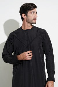 Faris Emirati Classic Black Thobe