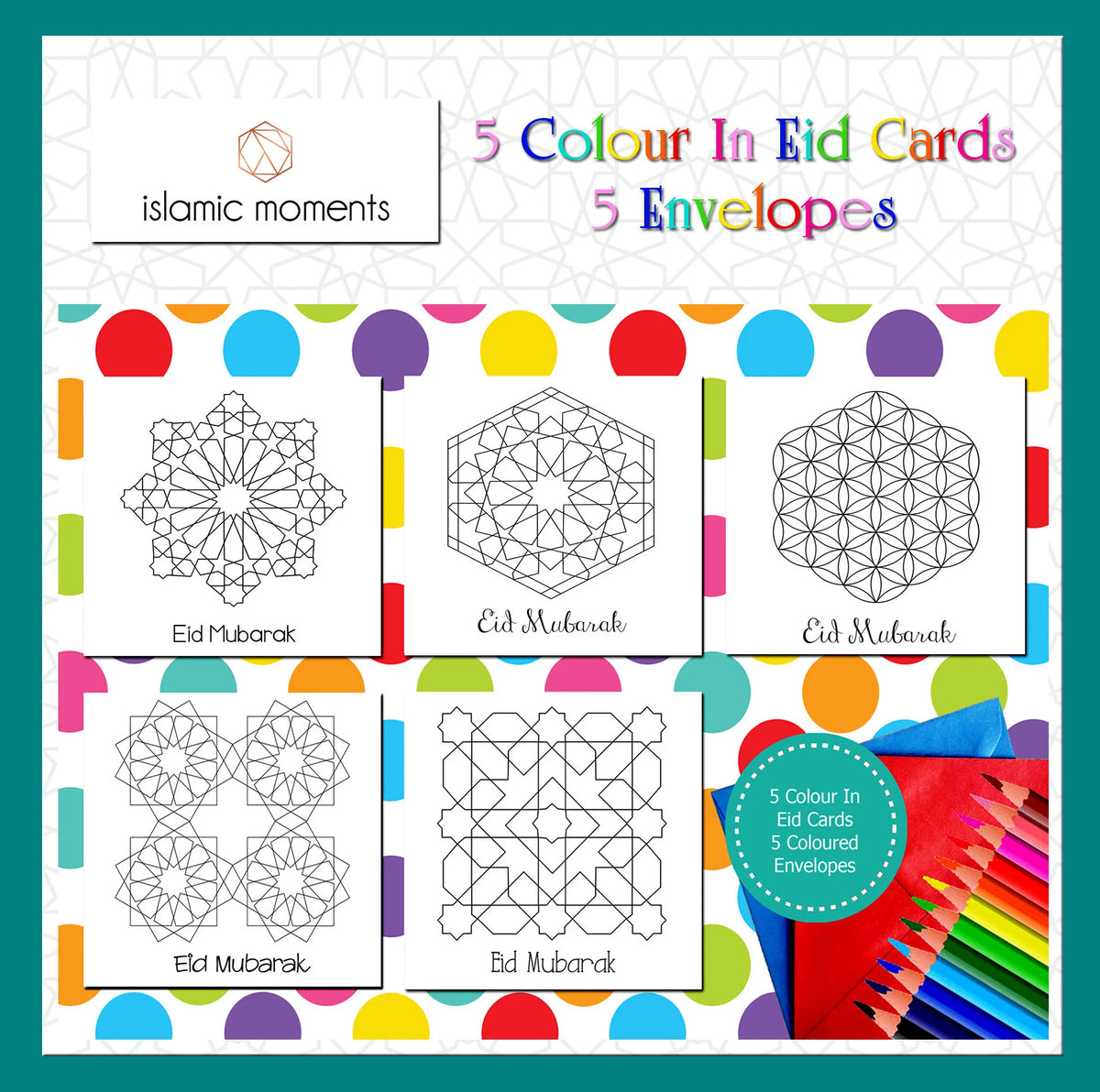 Colour in Eid cards - Geometric Set