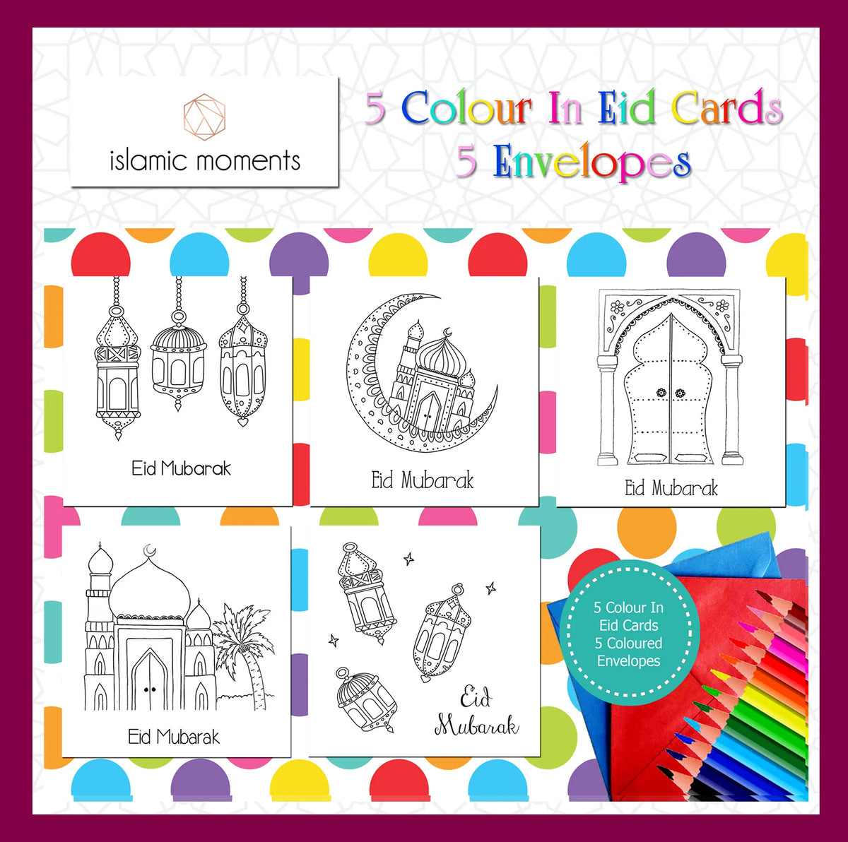 Colour in Eid cards - Mixed Set