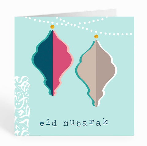 Eid Mubarak - Blue Dome Range - Paper Lanterns - Pale Blue