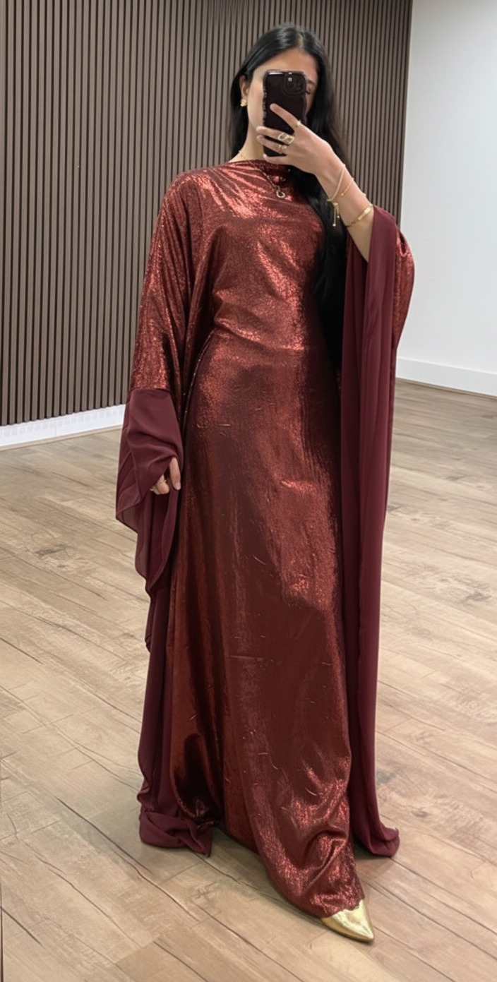 Burgundy/Red Lumière Butterfly Kaftan