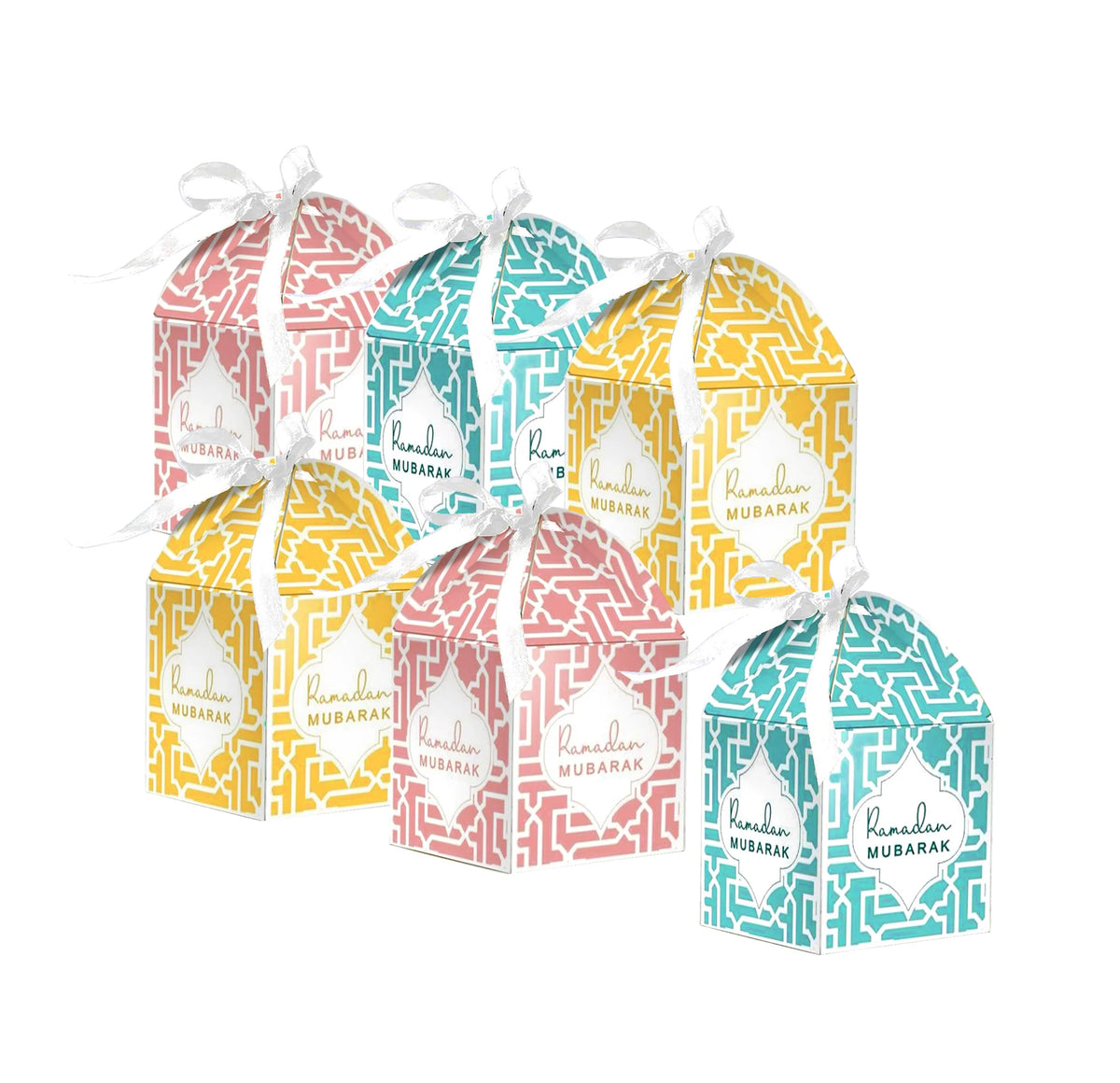 Ramadan Mubarak Favour Gift Boxes - Pastels - Pack of 6