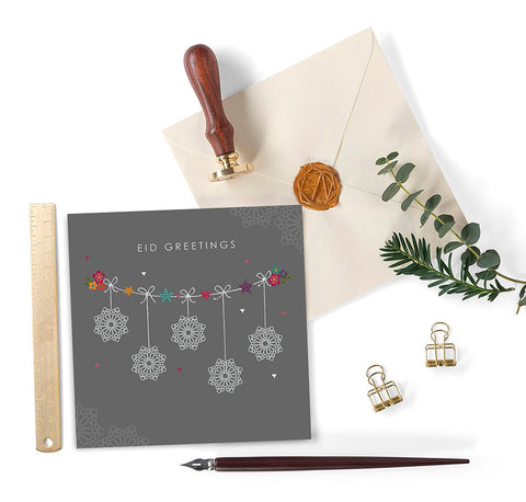 Eid Greetings - Hello Eid - Grey Geo Bunting