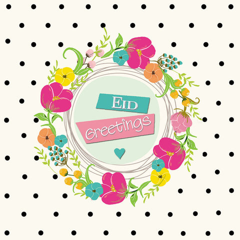 Eid Mubarak - Iris - Floral Garland Polka Dot