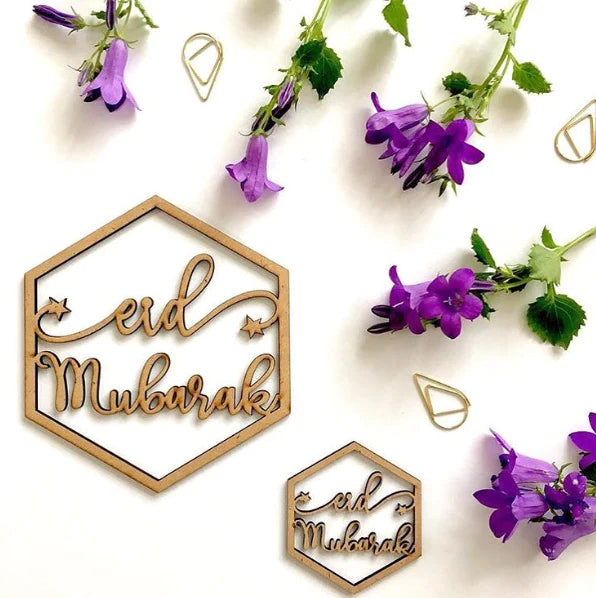 Hexagon Eid Mubarak Hanging Ornaments - Set of 4