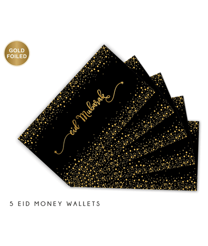 Money Wallets - Eid Mubarak Black with Gold foiling