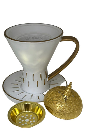 Bakhoor White and Silver Holder