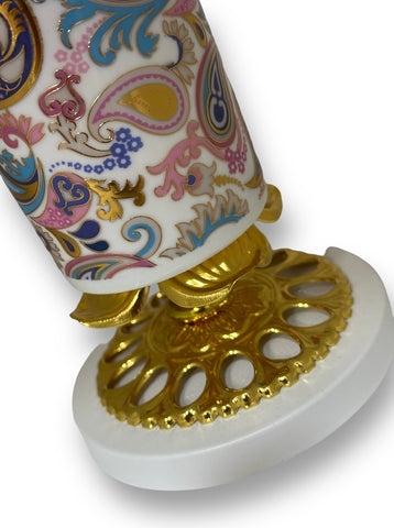 Bakhoor Paisley Design White and Gold Holder
