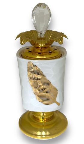 Bakhoor White and Gold Leaf Design Holder