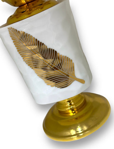 Bakhoor White and Gold Leaf Design Holder