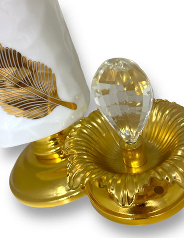 Bakhoor White and Gold Leaf Design Holder