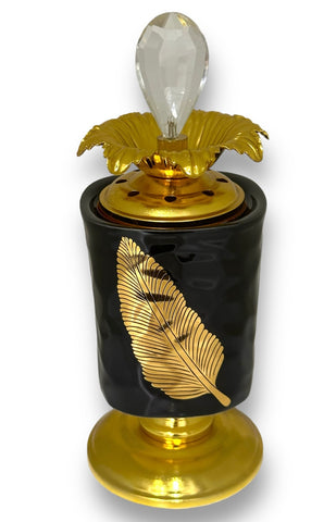 Bakhoor Black and Gold Leaf Design Holder
