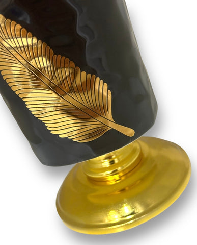 Bakhoor Black and Gold Leaf Design Holder