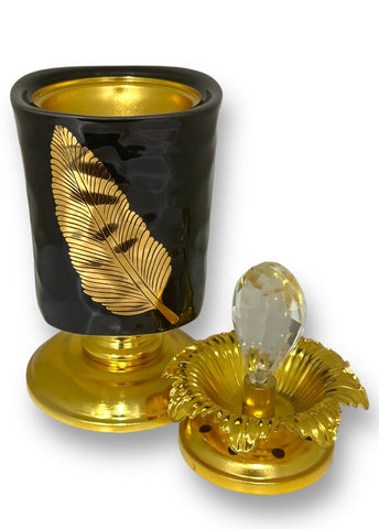Bakhoor Black and Gold Leaf Design Holder