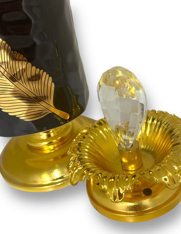 Bakhoor Black and Gold Leaf Design Holder