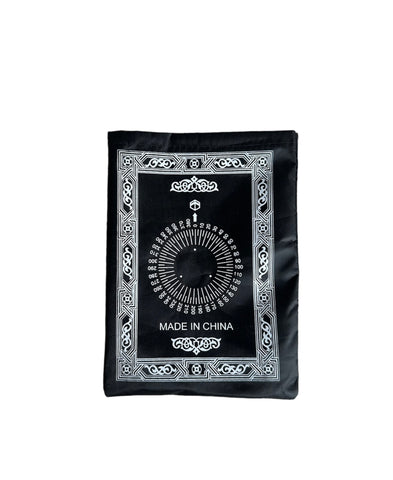 Travel Prayer Mat - With Built In Compass and Pouch Black