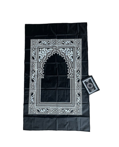 Travel Prayer Mat - With Built In Compass and Pouch Black