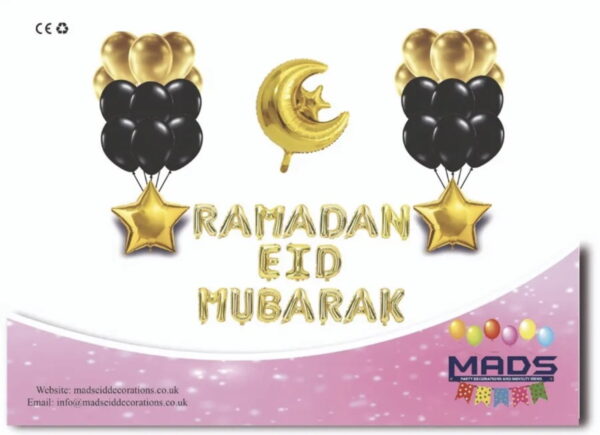 Eid Mubarak Celebration Balloon Set - Black Gold