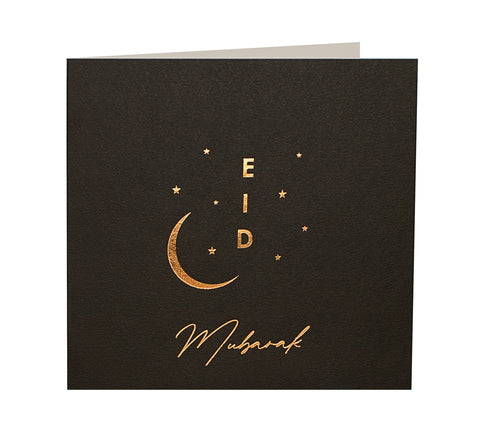 Eid Mubarak Gold Foiled Greeting Card in Black