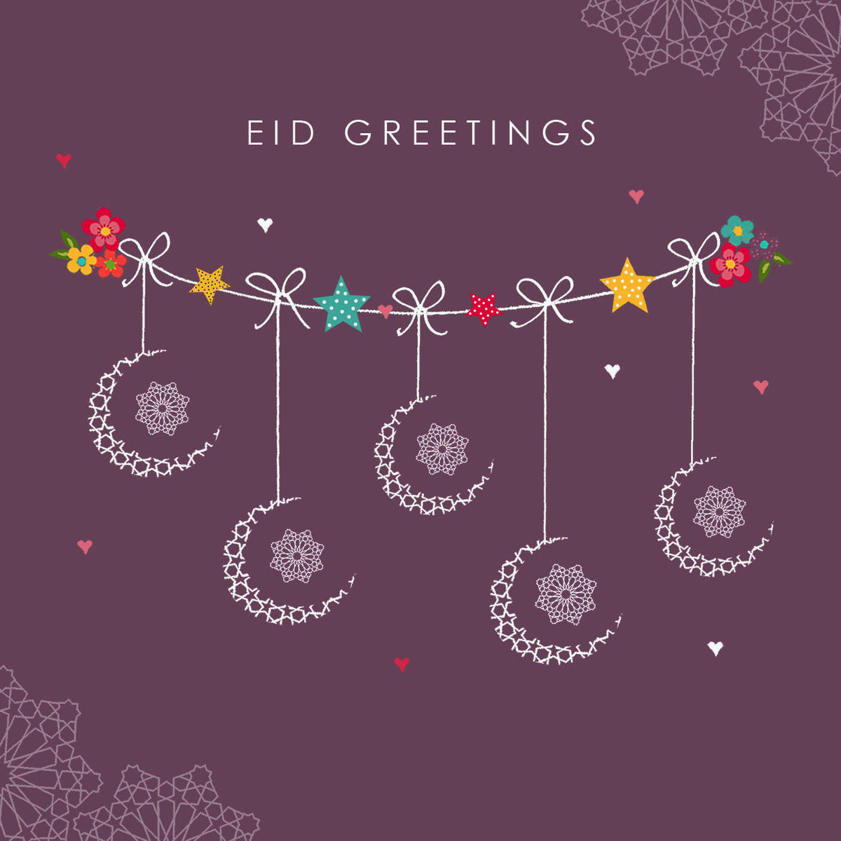 Eid Greetings - Hello Eid - Mauve Crescents
