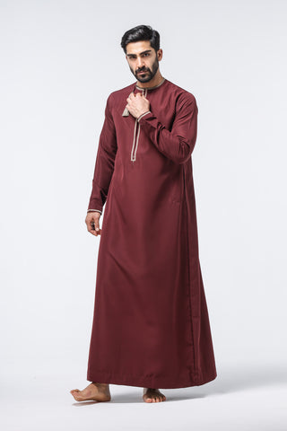 Faris Mens Omani Maroon Thobe