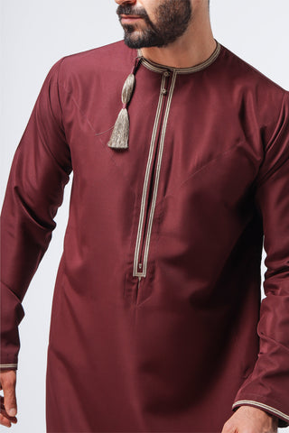 Faris Mens Omani Maroon Thobe