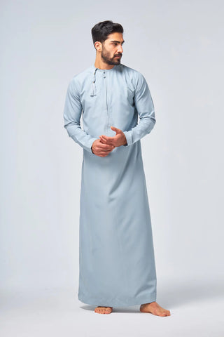 Faris Mens Omani Duck Egg Blue Thobe Jubbah