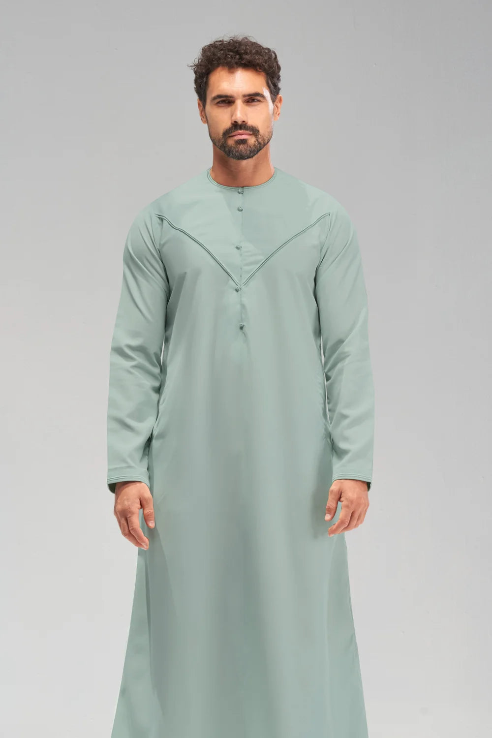 Faris Mens Emirati Mint Green Thobe Jubbah