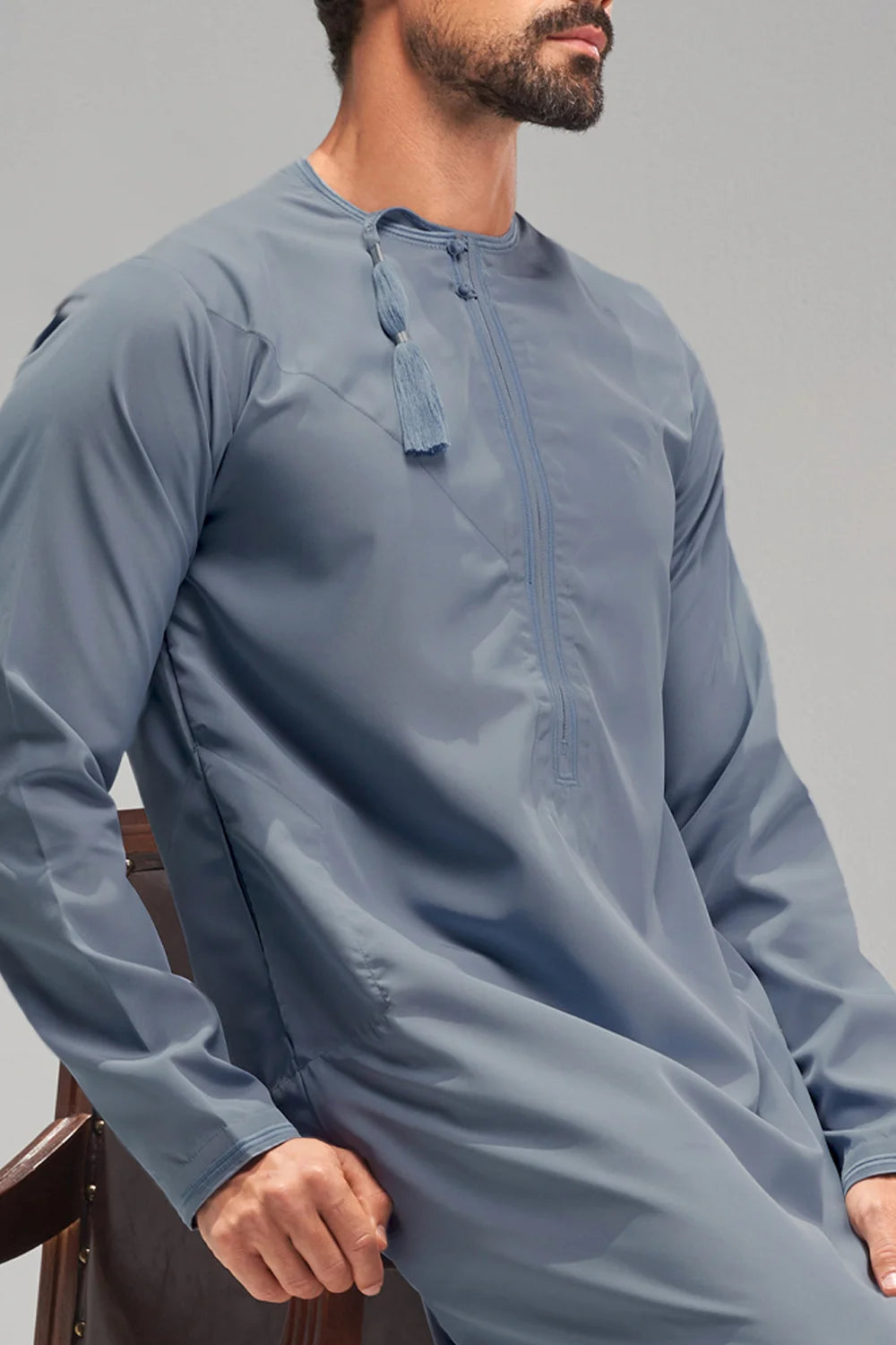 Faris Mens Omani Denim Blue Thobe Jubbah