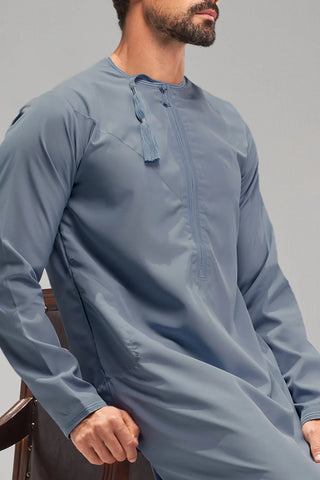 Faris Mens Omani Denim Blue Thobe Jubbah