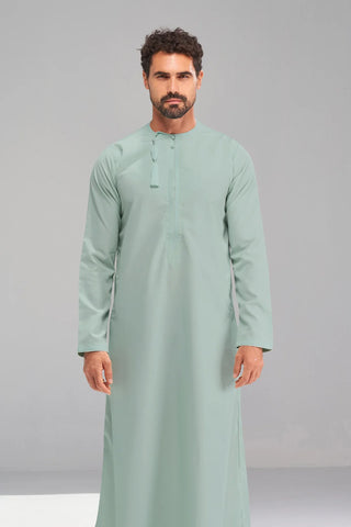 Faris Mens Omani Mint Green Thobe Jubbah