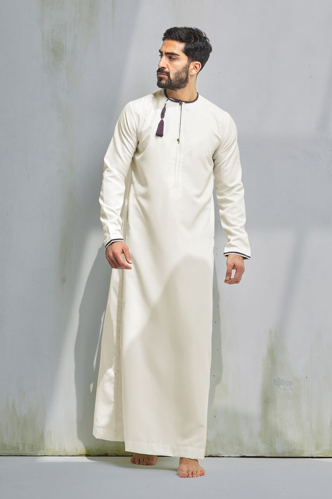 Faris Mens Vanilla Yellow Omani Thobe Jubbah