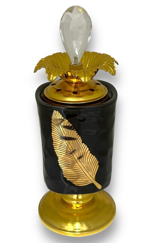 Bakhoor Black and Gold Leaf Design Holder