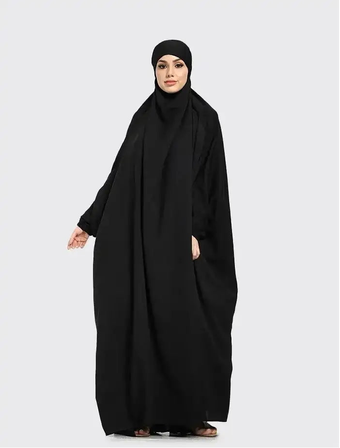 Womens Black 1 Piece Jilbab for Umrah Hajj Casualwear